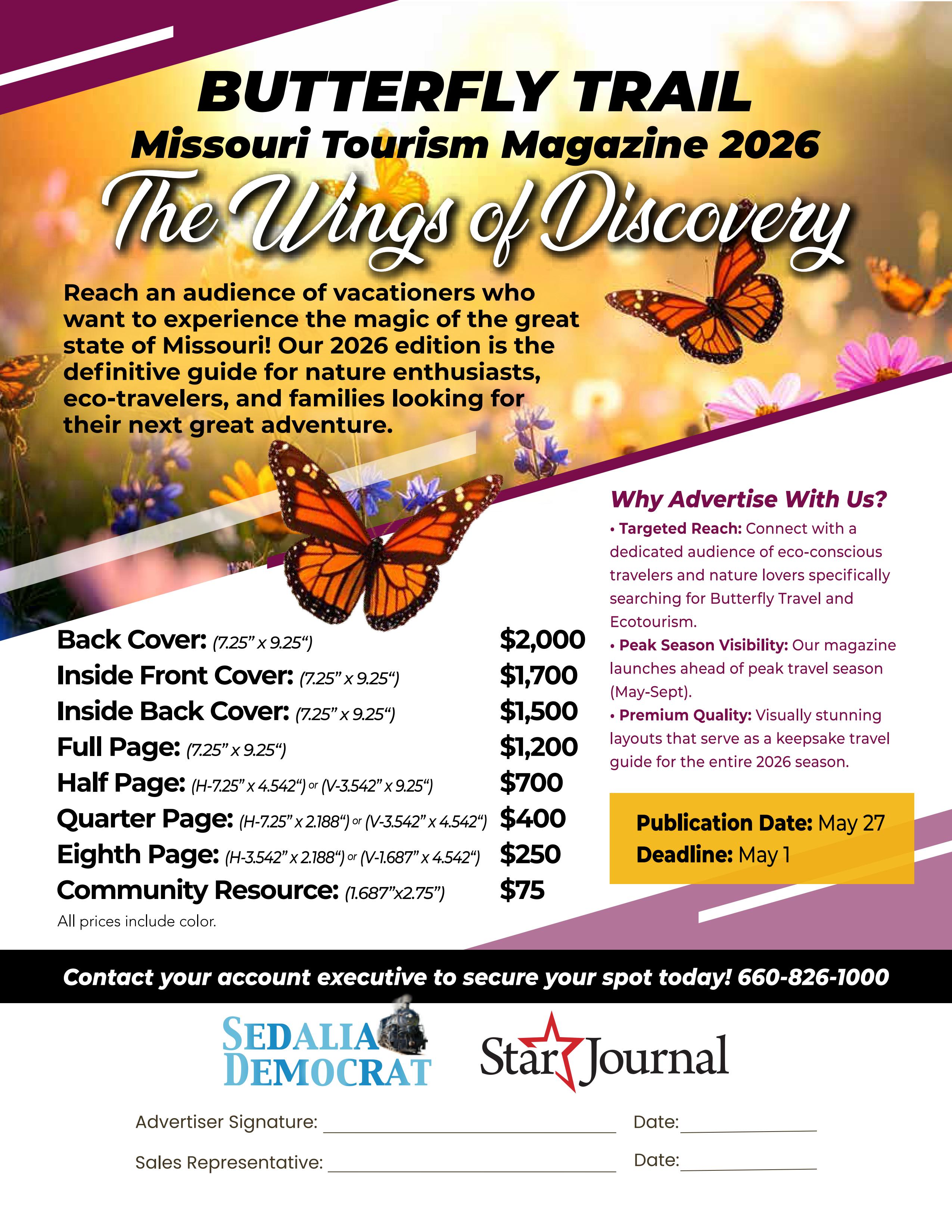 Highway 13 Butterfly Trail tourism flyer